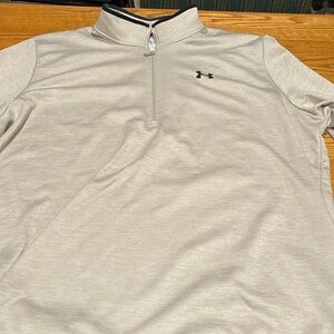 Under Armour 1/4 Zip shirt - 3X Tall - Tan with black trim - Loose